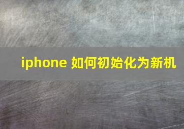 iphone 如何初始化为新机